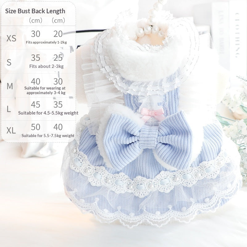 Bow-knot Lace-trimmed Small Pet Clothing