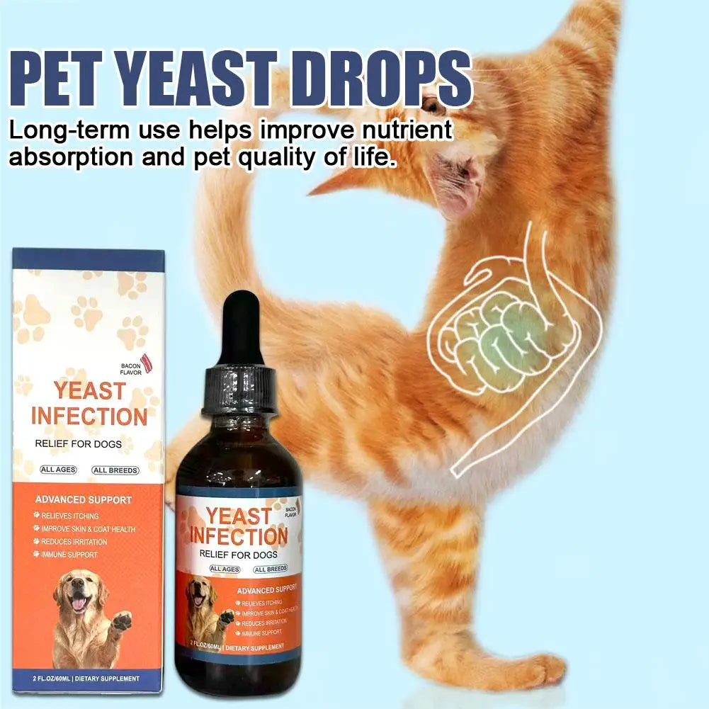 60ml Pet Yeast Drops for Digestive Health Improves Diarrhea & Constipation Enhances Skin & Hair Health Pet Care Supplement